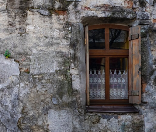 window on an old stone house